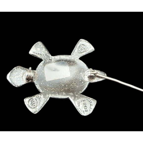 VTG Taxco Sterling Silver Turtle Brooch Pin Miguel Melendez Mexico Stone Inlay - Picture 5 of 14